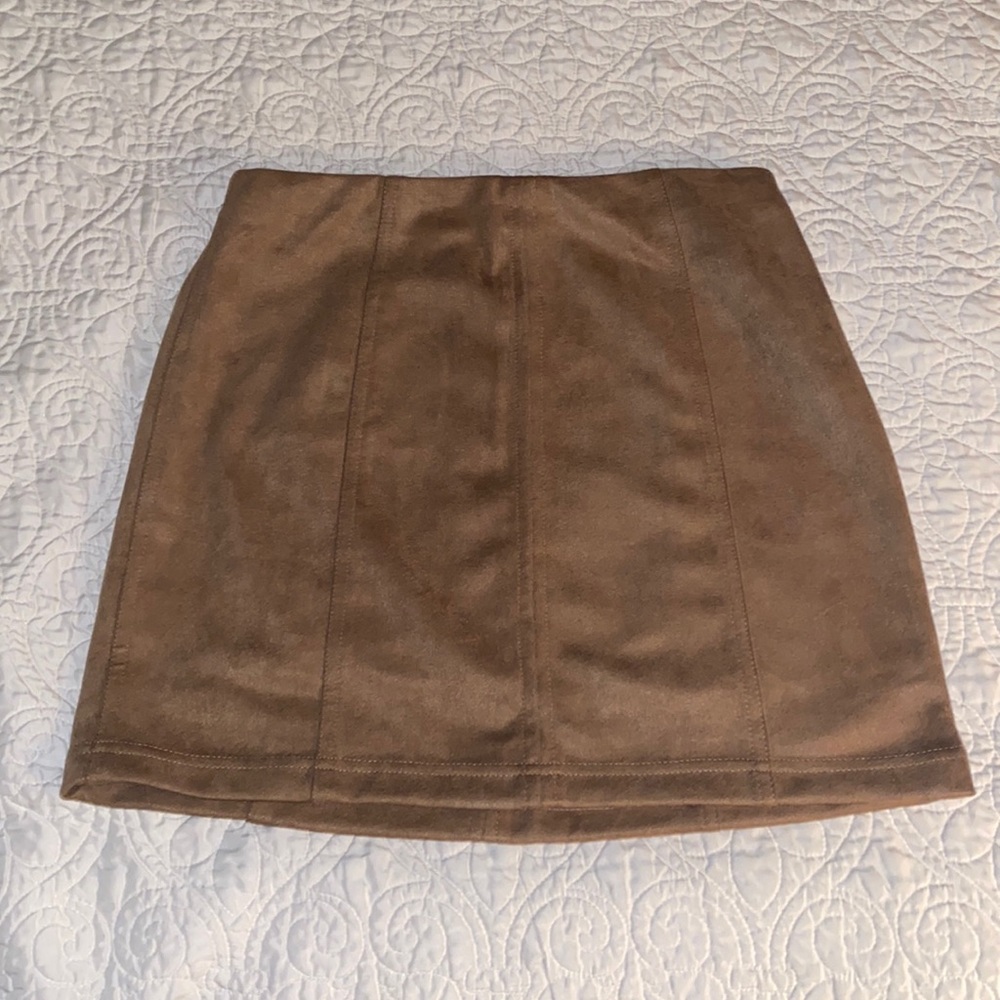 Wild Honey Suede Tan Mini Skirt